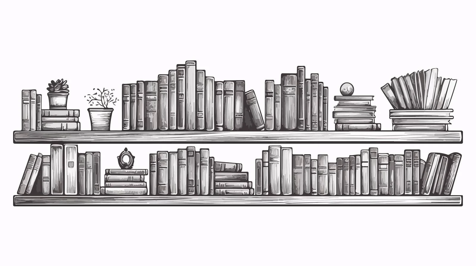 Hand-Drawn Interior Bookshelves Sketch — free download from Dotvec