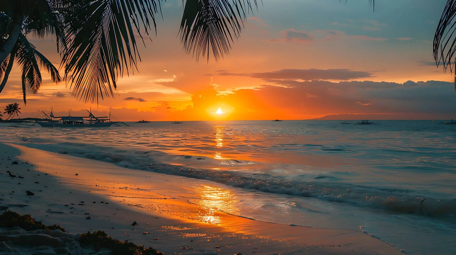Tranquil Boracay Sunset on White Canvas — free download from Dotvec