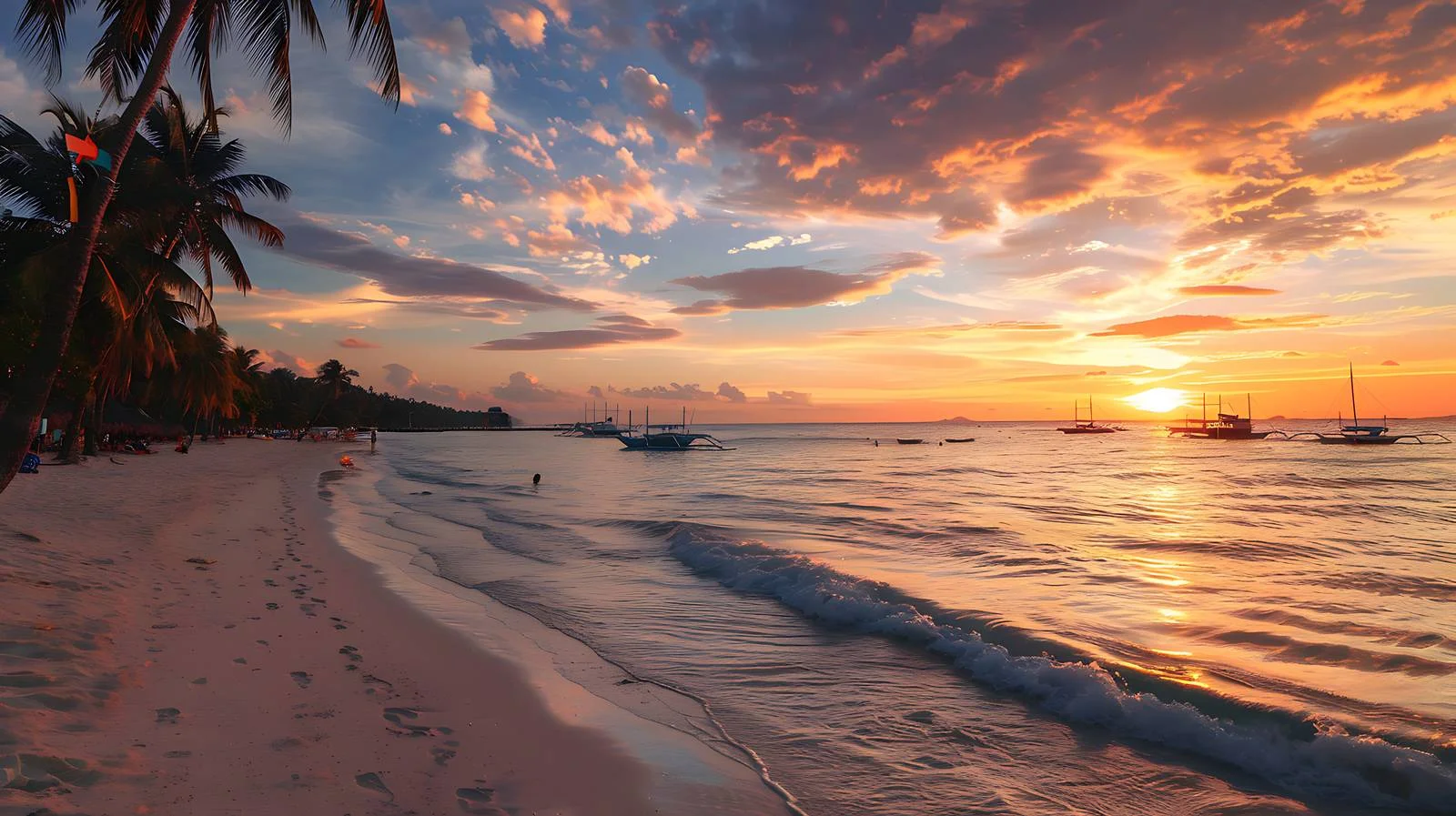 Tranquil Boracay Beach Sunset on White — free download from Dotvec