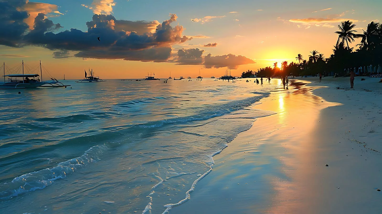 Tranquil Boracay Sunset on White Background — free download from Dotvec