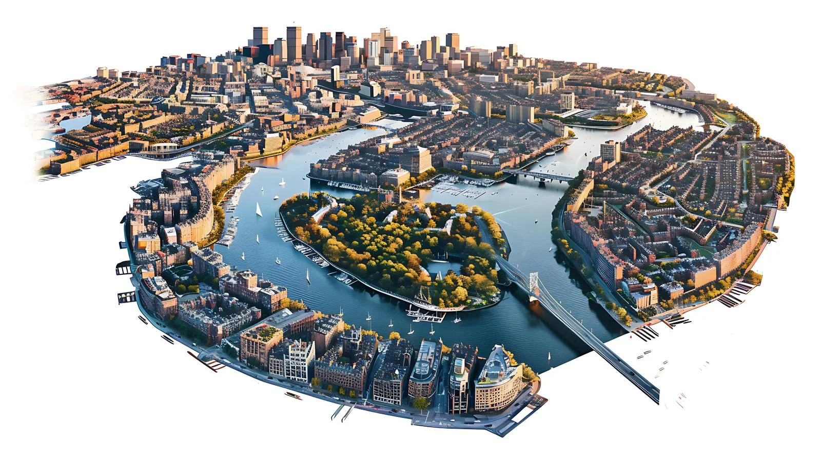 Boston Aerial View Charles River Downtown — free download from Dotvec
