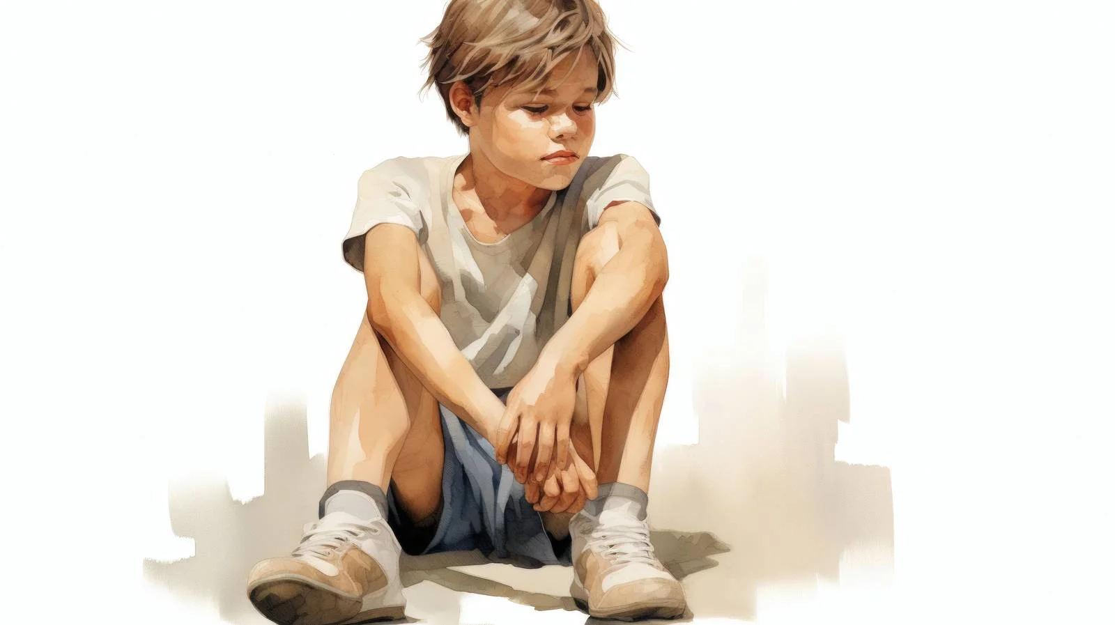 Young boy with scraped knee on white — free download from Dotvec