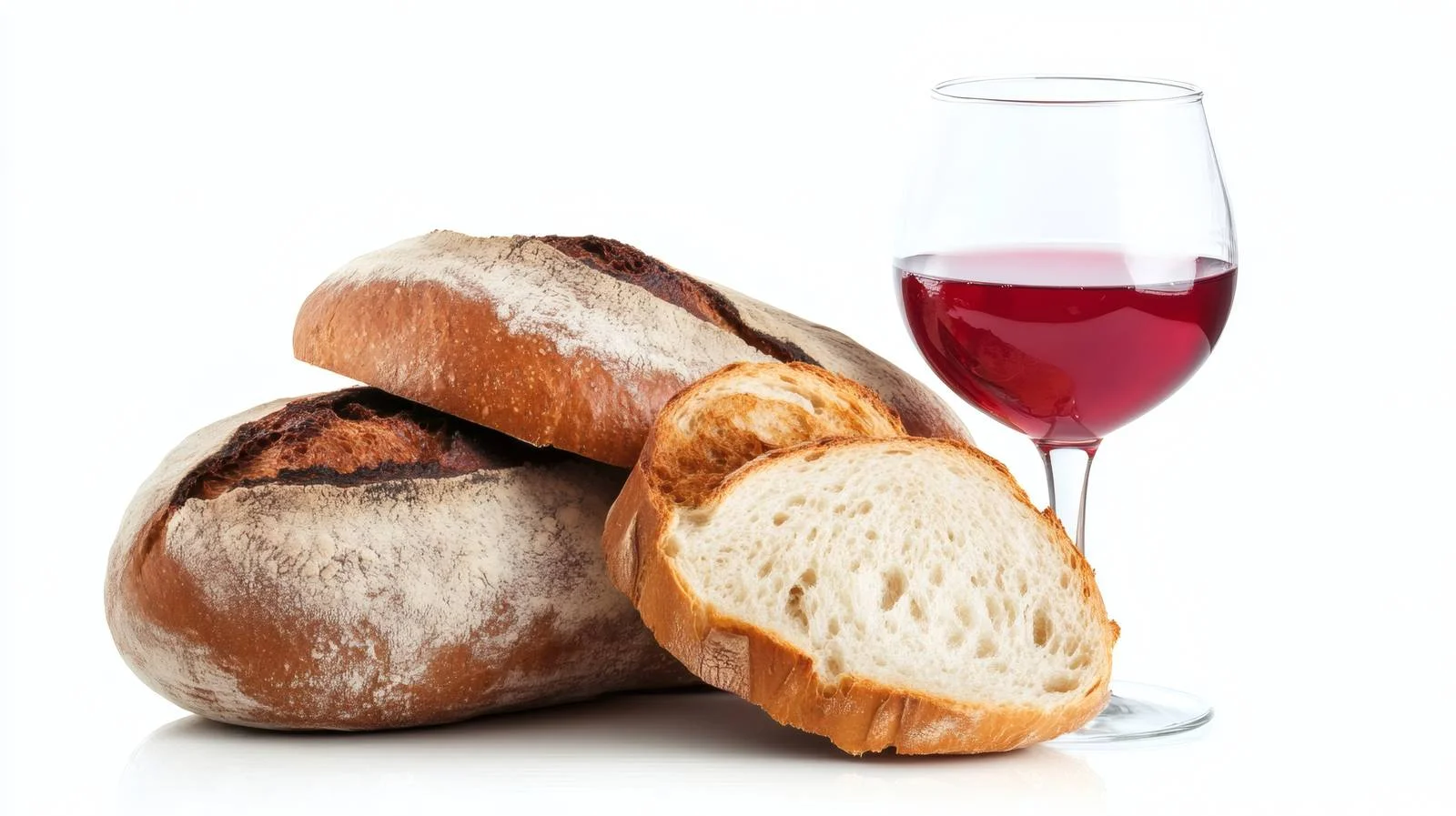 Gourmet Bread and Wine on White Background — free download from Dotvec