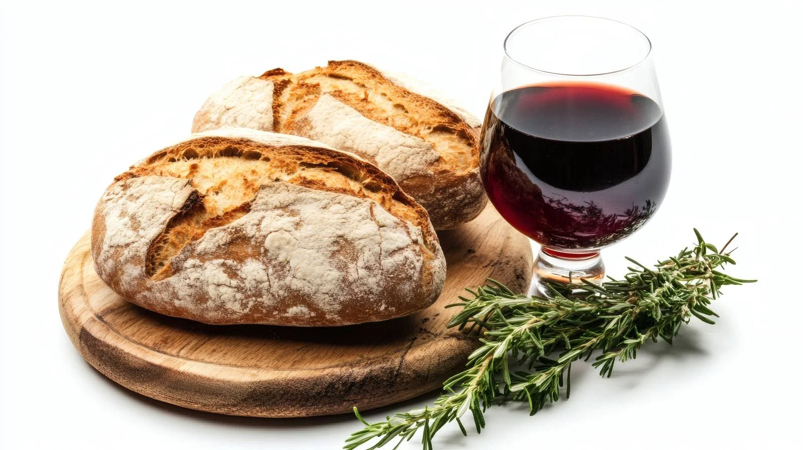 Elegant Bread and Wine on White Background — free download from Dotvec