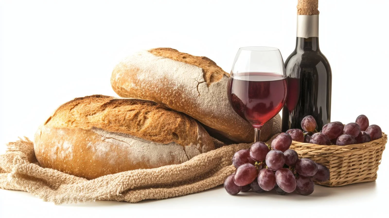 Elegant Bread and Wine on White — free download from Dotvec
