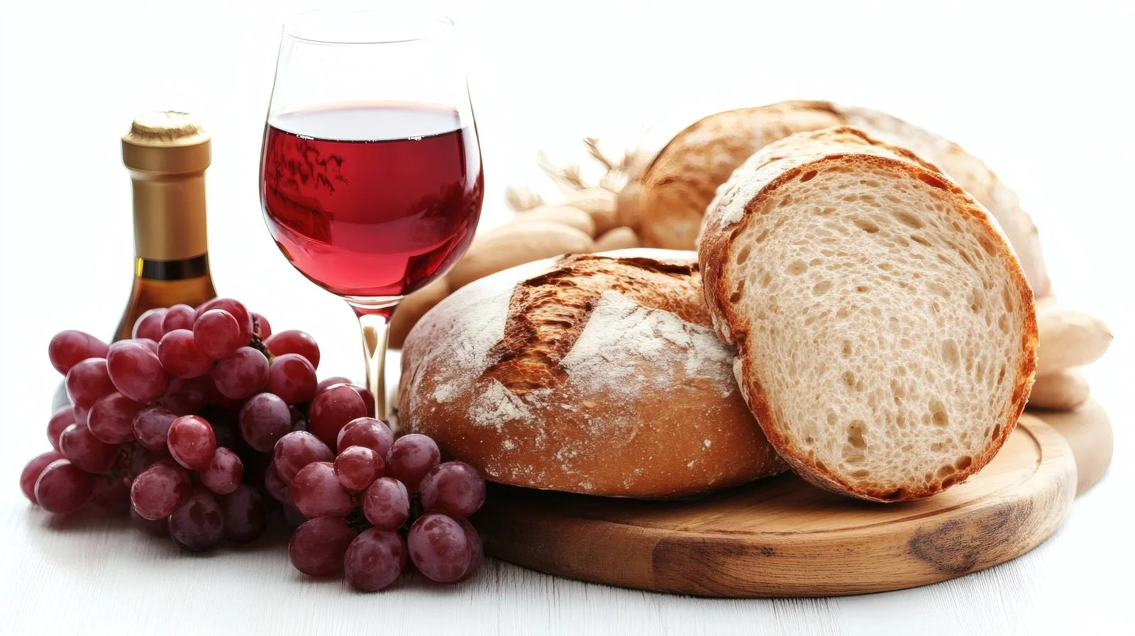Elegant Bread and Wine on White Background — free download from Dotvec