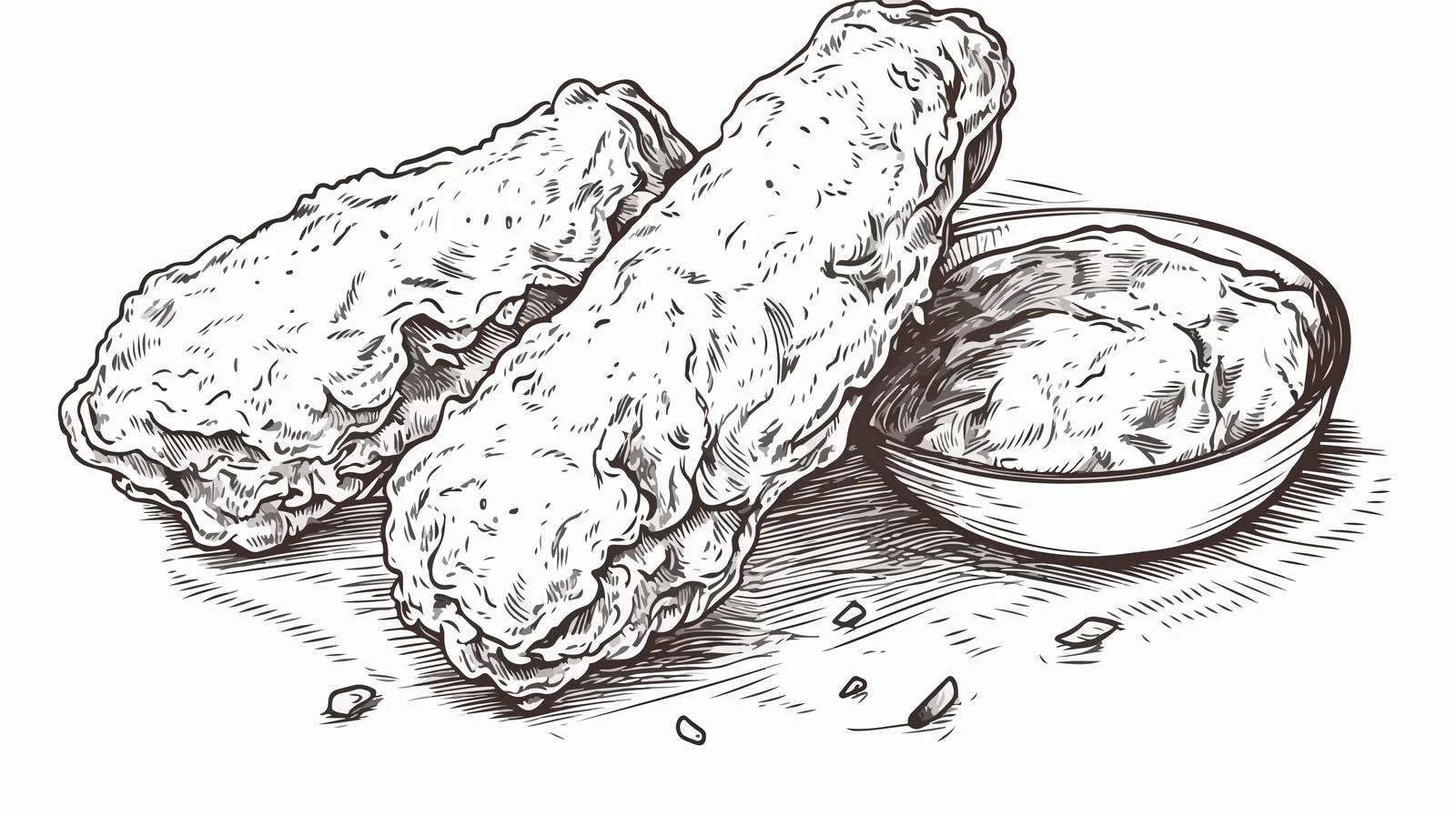 Hand-drawn Breaded Fried Chicken Sketch — free download from Dotvec
