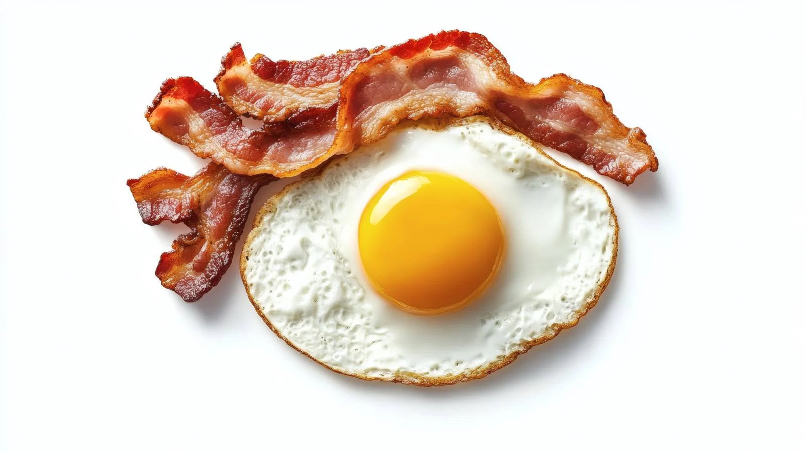 Savoring Breakfast: Egg, Bacon, White Background — free download from Dotvec
