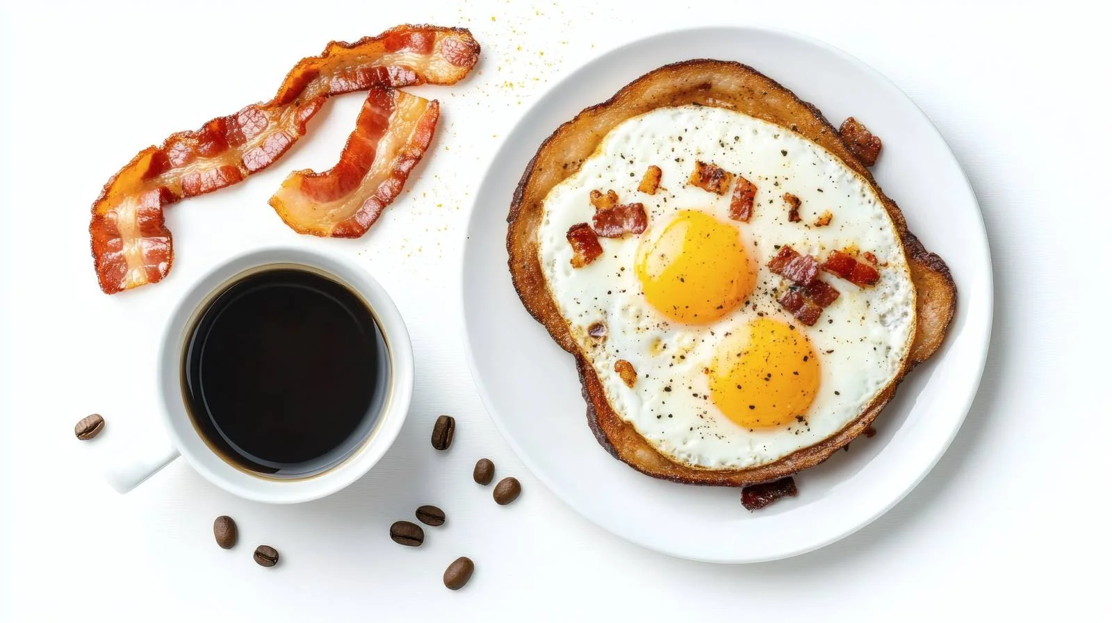 Classic Breakfast of Fried Eggs, Bacon, and Coffee — free download from Dotvec