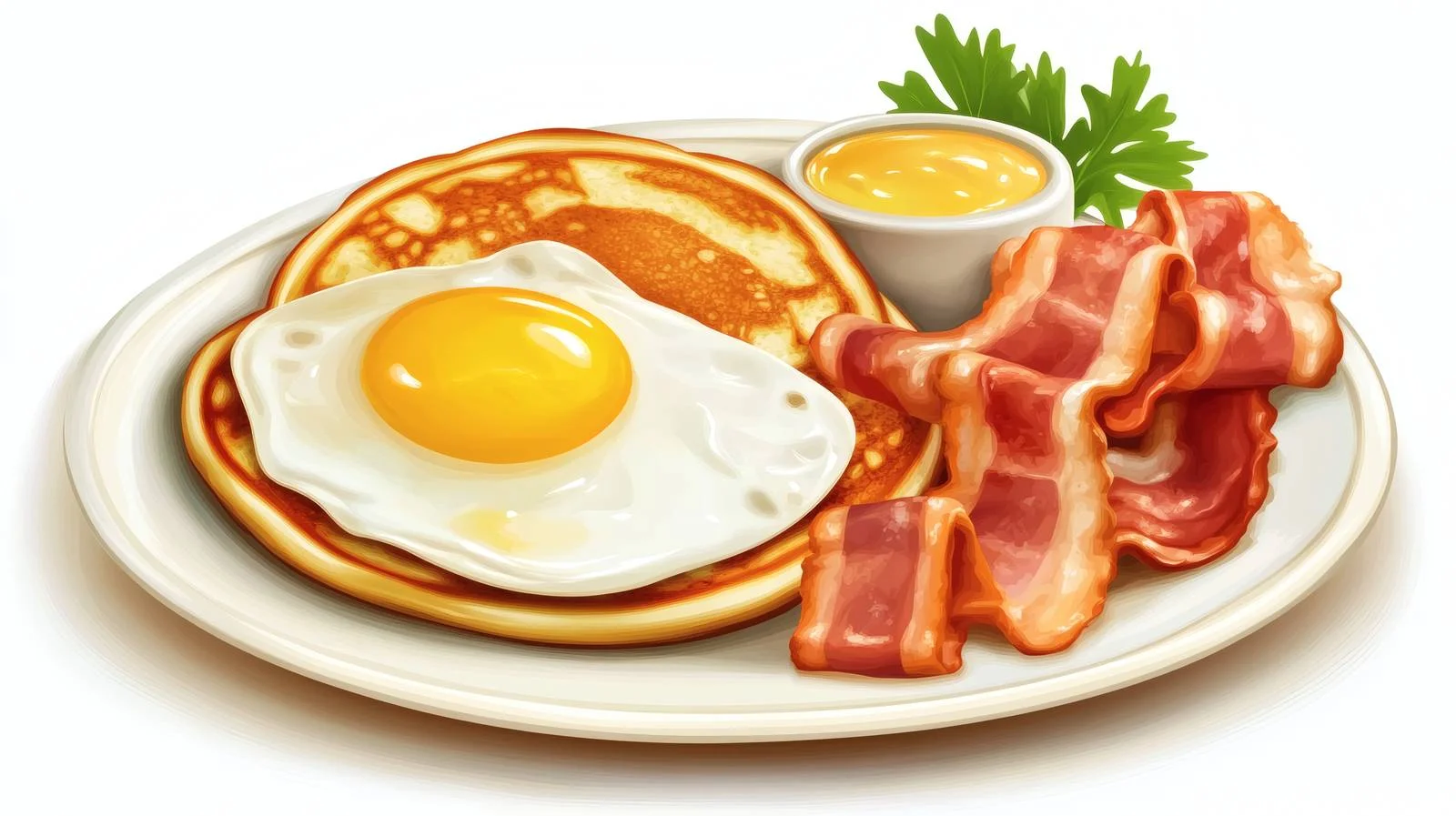 Classic Breakfast with Fried Eggs and Pancakes — free download from Dotvec