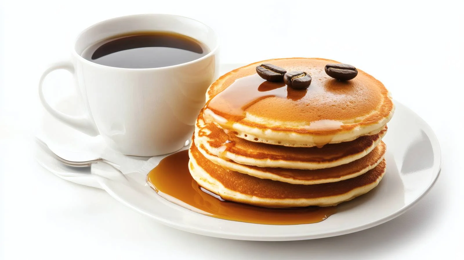 Delicious Pancakes and Coffee on White Background — free download from Dotvec