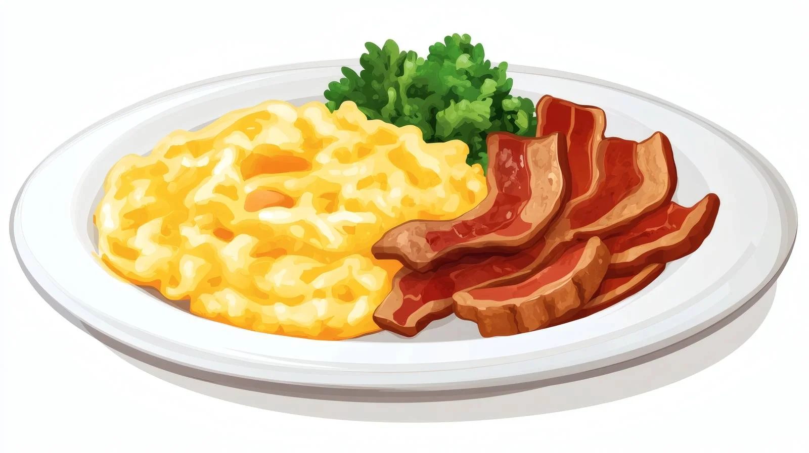 Delicious Breakfast Scrambled Eggs Bacon Isolated — free download from Dotvec
