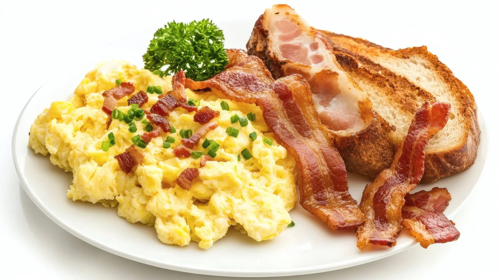 Delicious Scrambled Eggs and Bacon Breakfast — free download from Dotvec