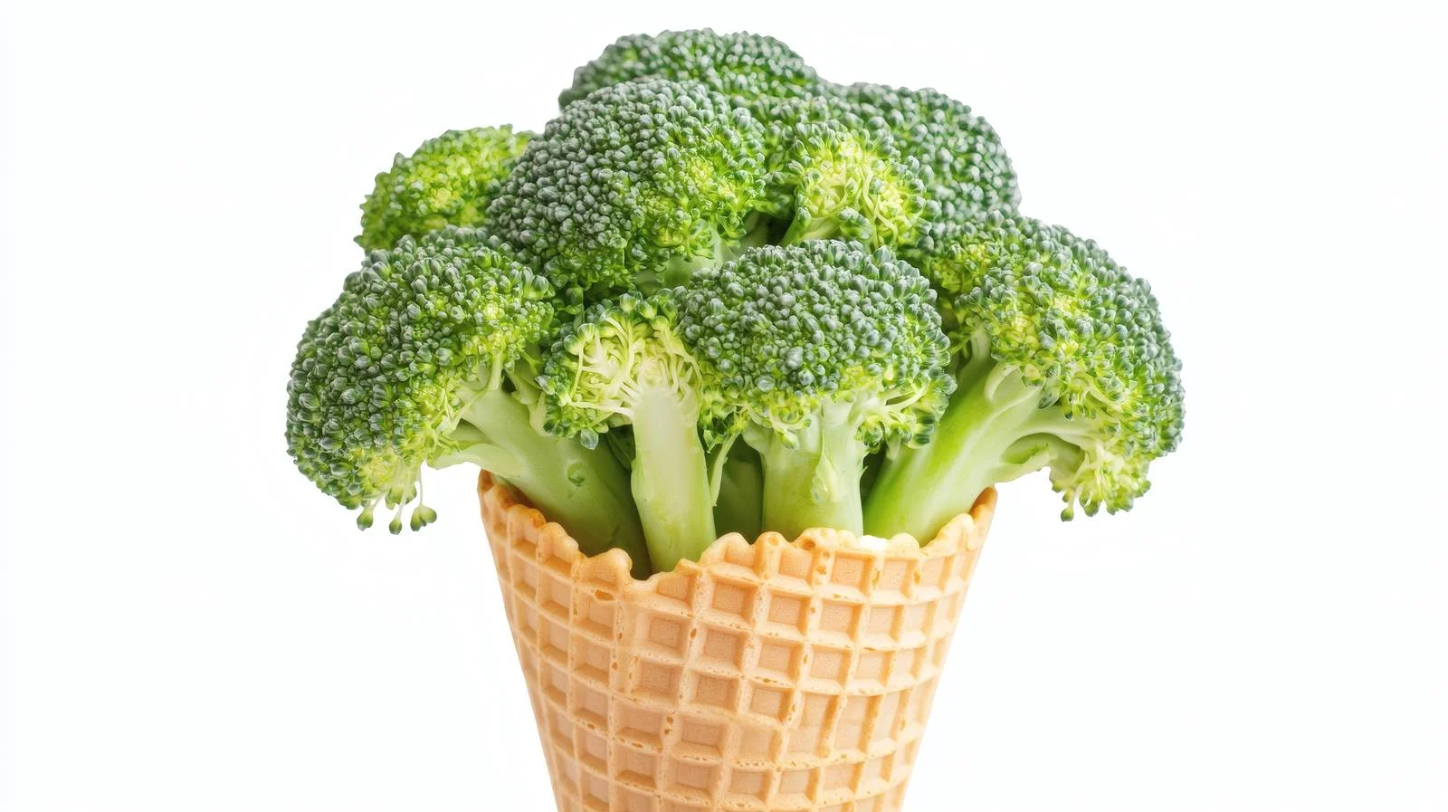 Unique Broccoli Ice Cream Cone on White — free download from Dotvec