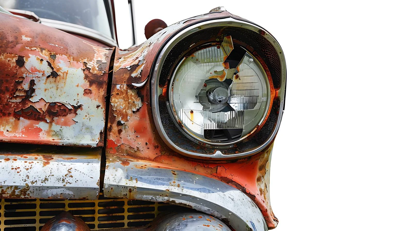 Damaged headlight on vintage vehicle white — free download from Dotvec