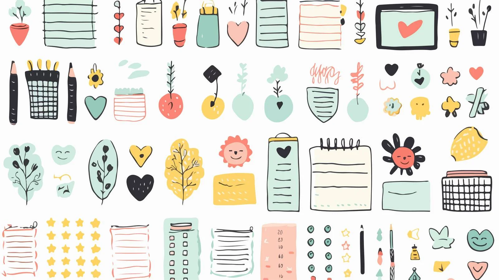 Hand-Drawn Bullet Journal Doodle Set — free download from Dotvec
