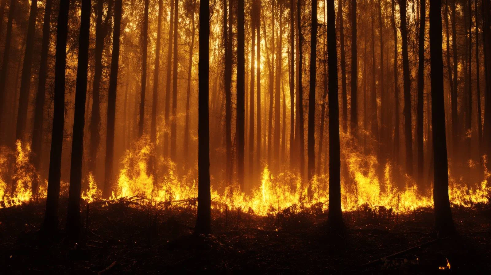 Nighttime Forest Fire on White Background — free download from Dotvec