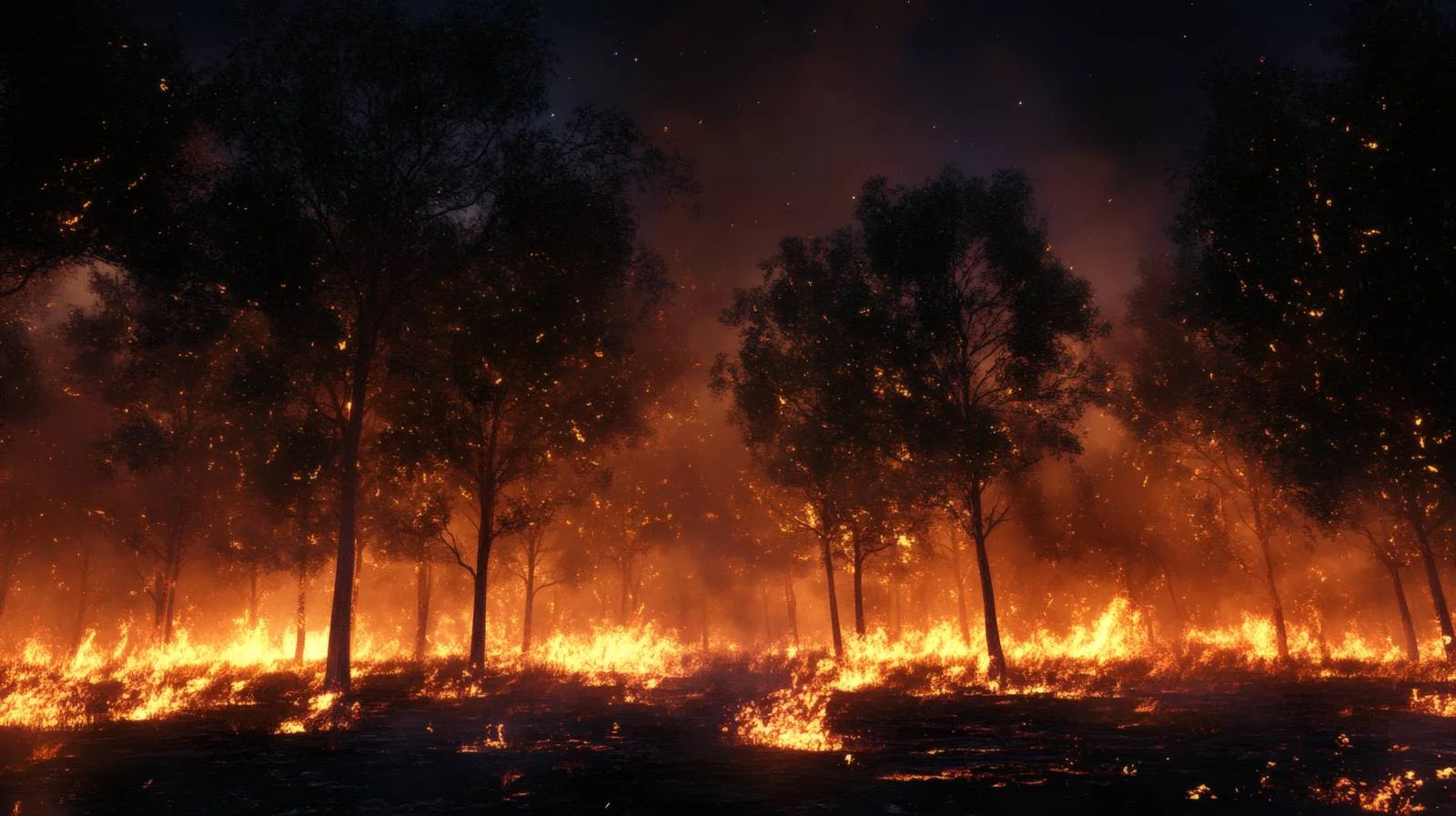 Nocturnal Blaze: Forest Fire Illumination — free download from Dotvec