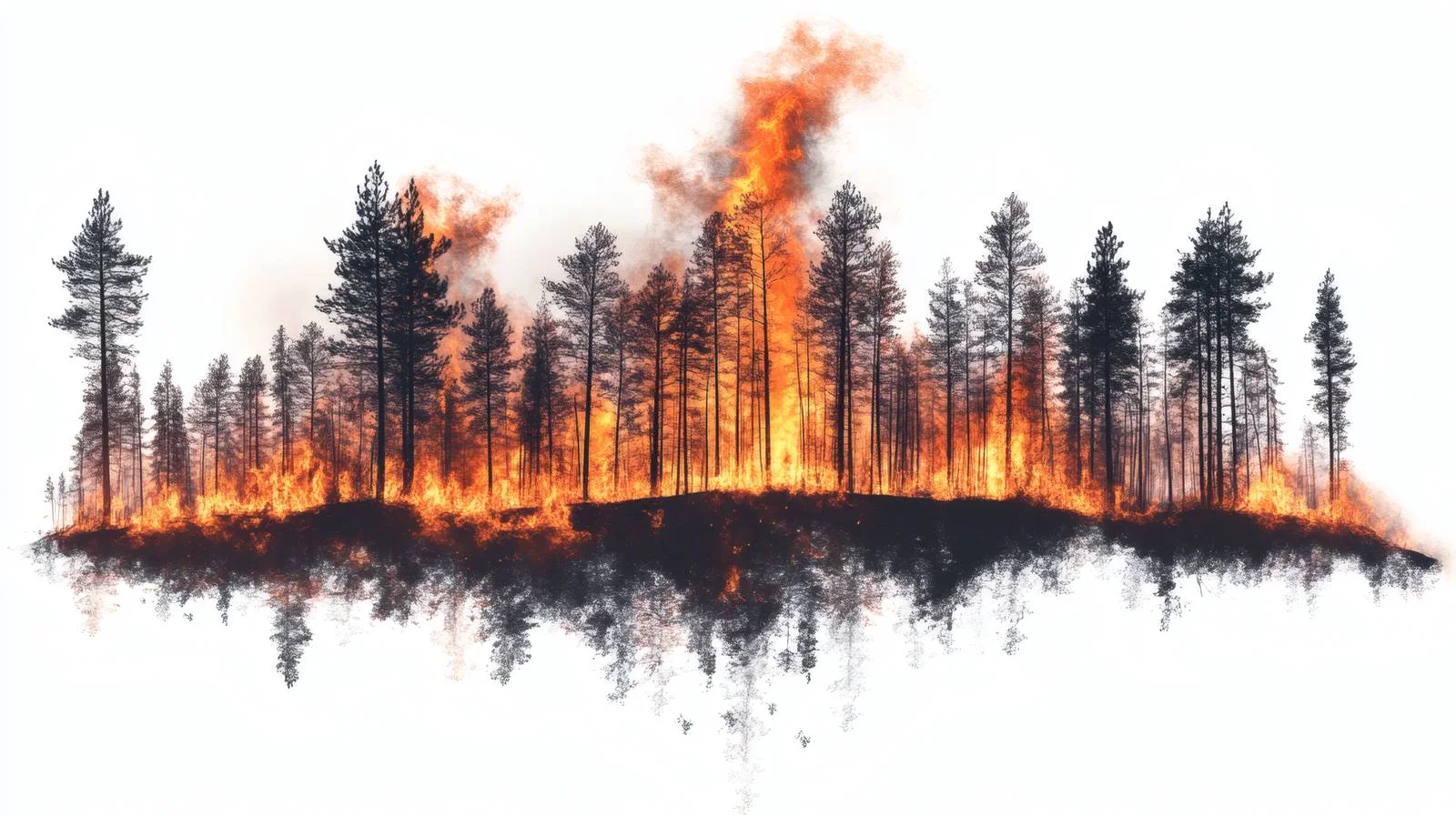 Devastating Wildfire in Isolated White Setting — free download from Dotvec