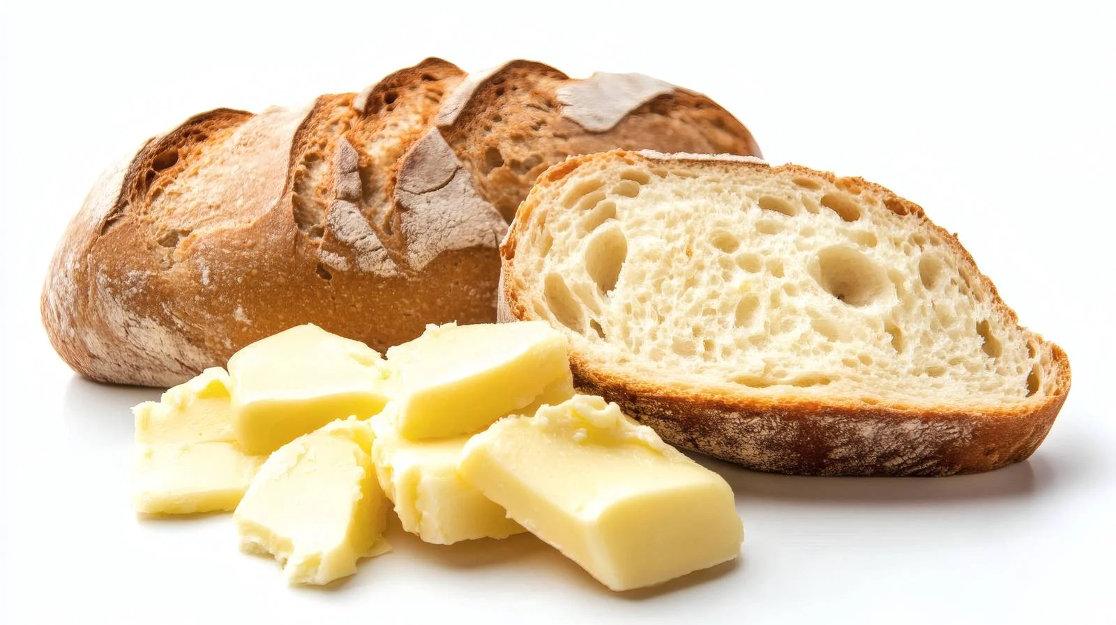 Fresh Butter and Bread on White — free download from Dotvec