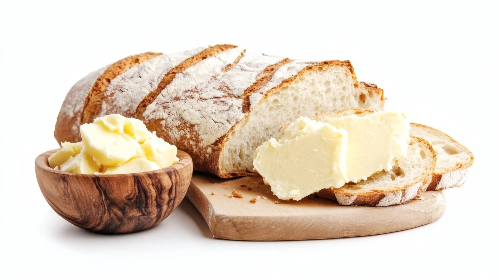 Fresh Butter and Bread on White Background — free download from Dotvec