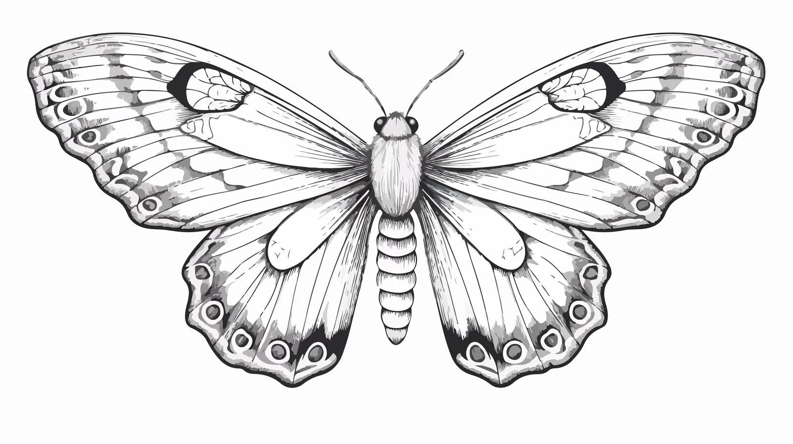 Detailed Butterfly Insect Sketch Engraving — free download from Dotvec