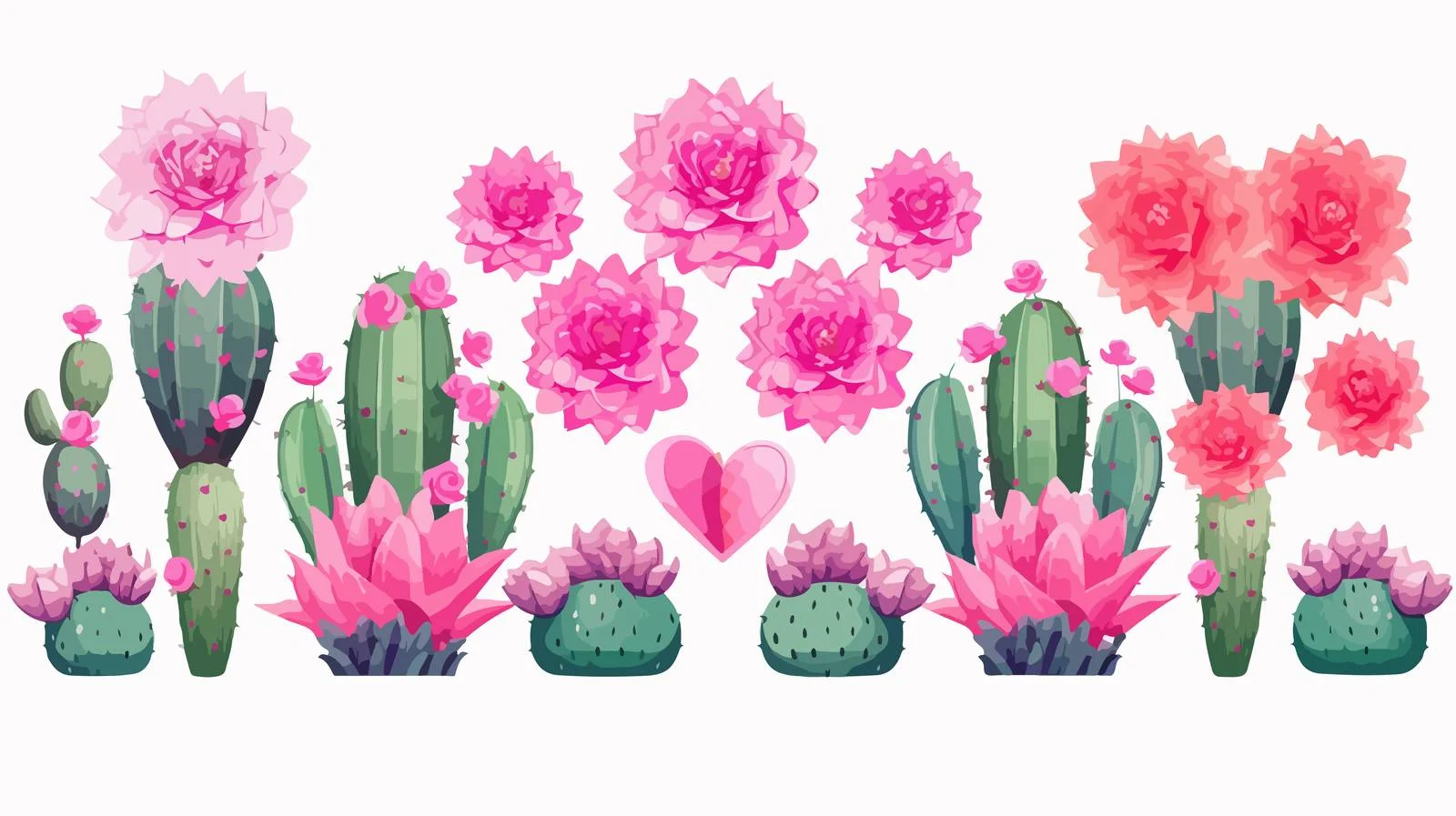 Blooming Cactus Variety Vector Illustration — free download from Dotvec