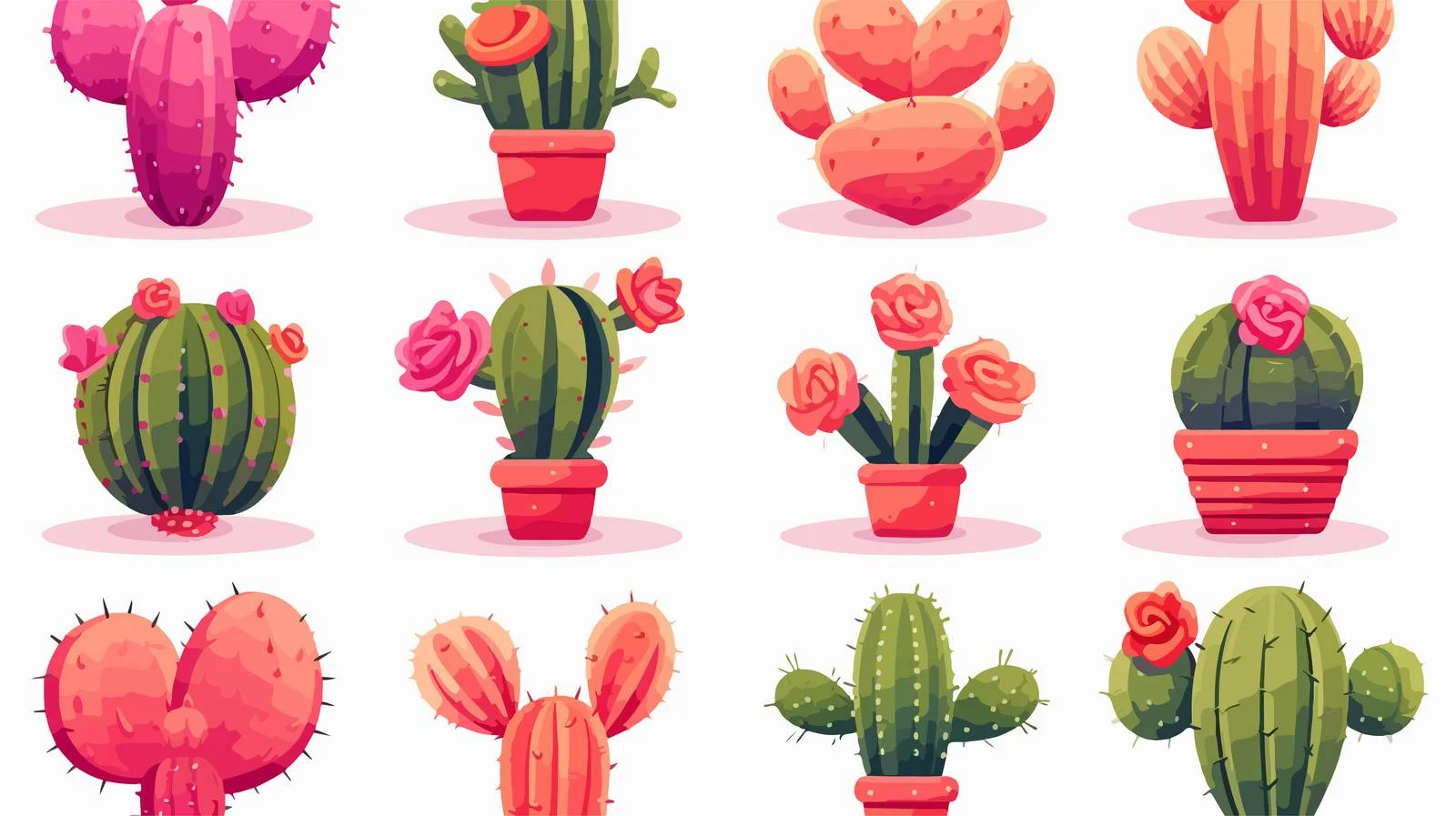Blooming Cactus Vector Collection — free download from Dotvec
