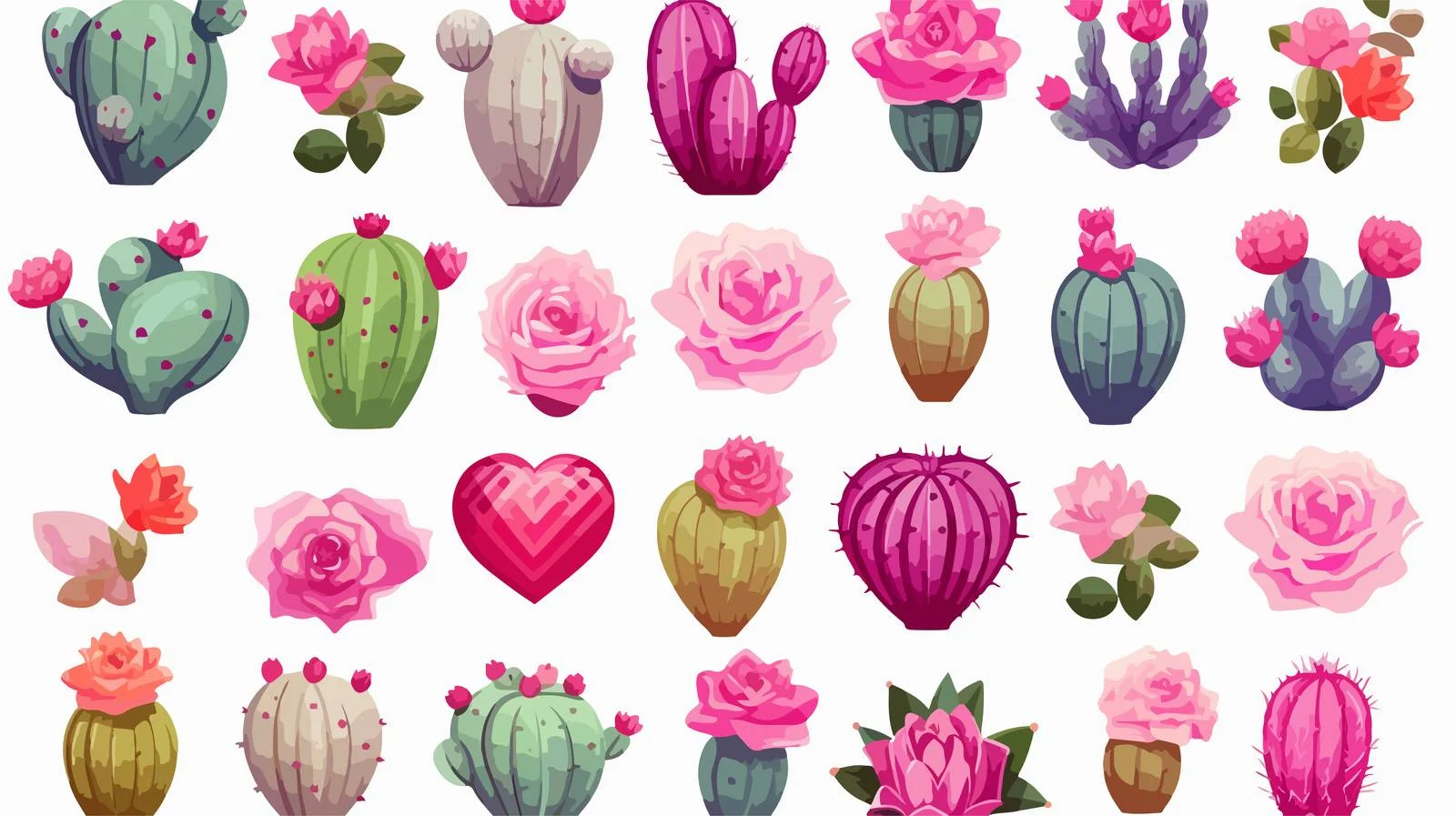 Blooming Cactus Vector Collection — free download from Dotvec