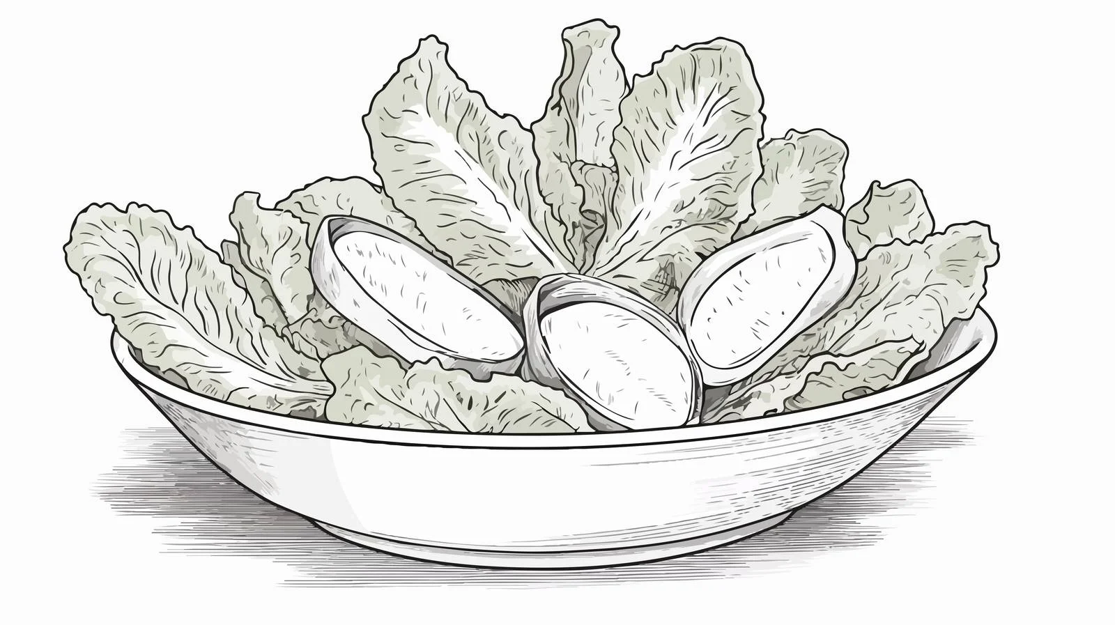 Hand-Drawn Caesar Salad Engraving Sketch — free download from Dotvec