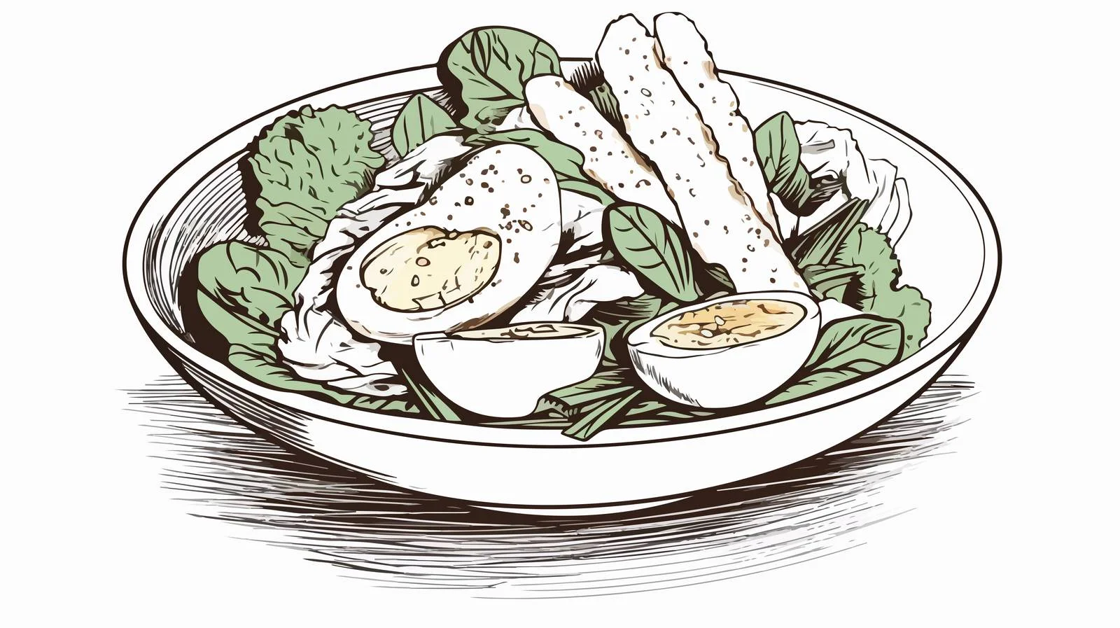 Hand-Drawn Caesar Salad Engraving Sketch — free download from Dotvec