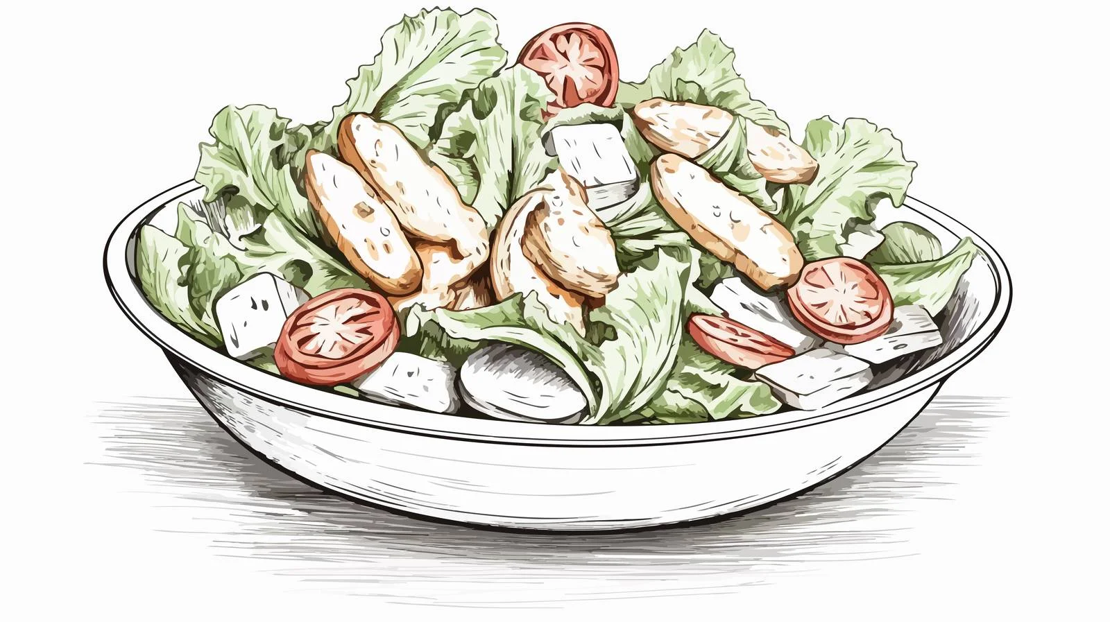 Hand-Drawn Caesar Salad Engraving — free download from Dotvec