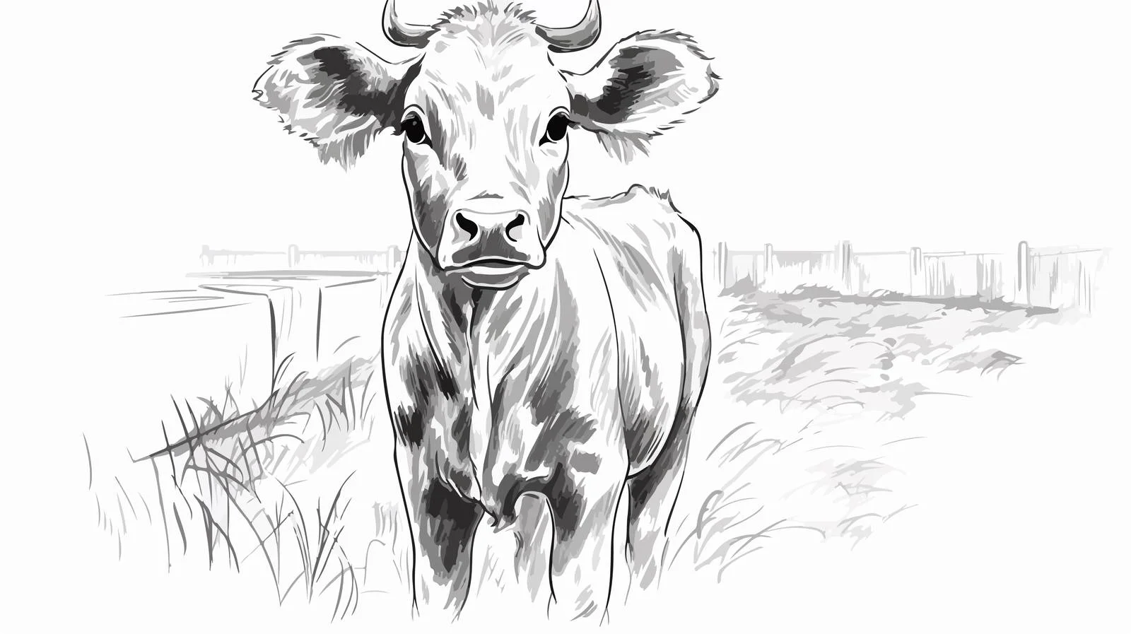 Hand-Drawn Calf Portrait Sketch — free download from Dotvec