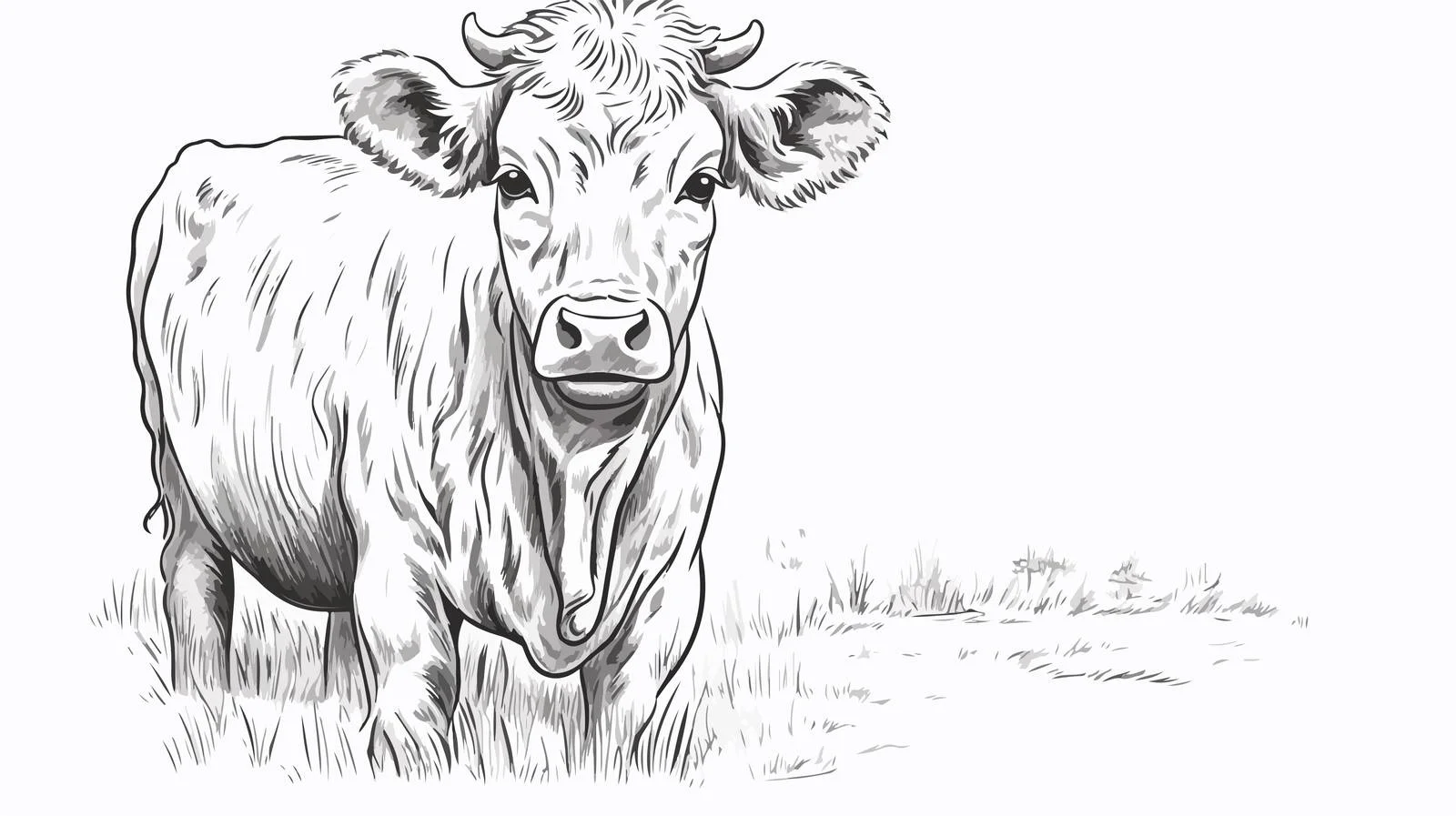 Hand-Drawn Calf Portrait Sketch – free calf image from Dotvec