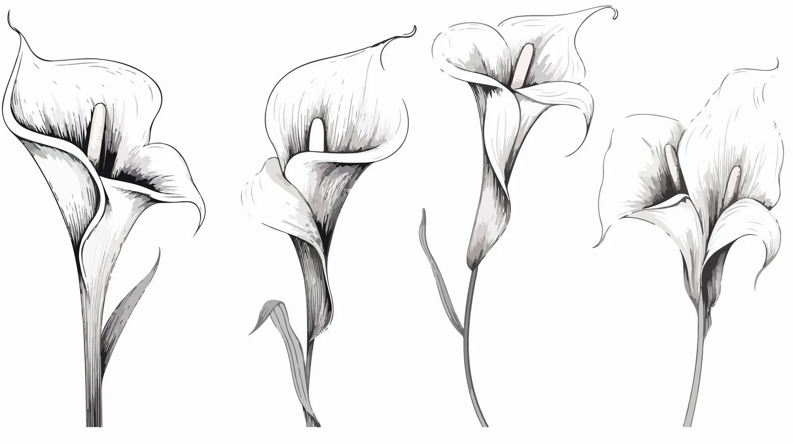 Hand-Drawn Calla Lilies Vector Set — free download from Dotvec