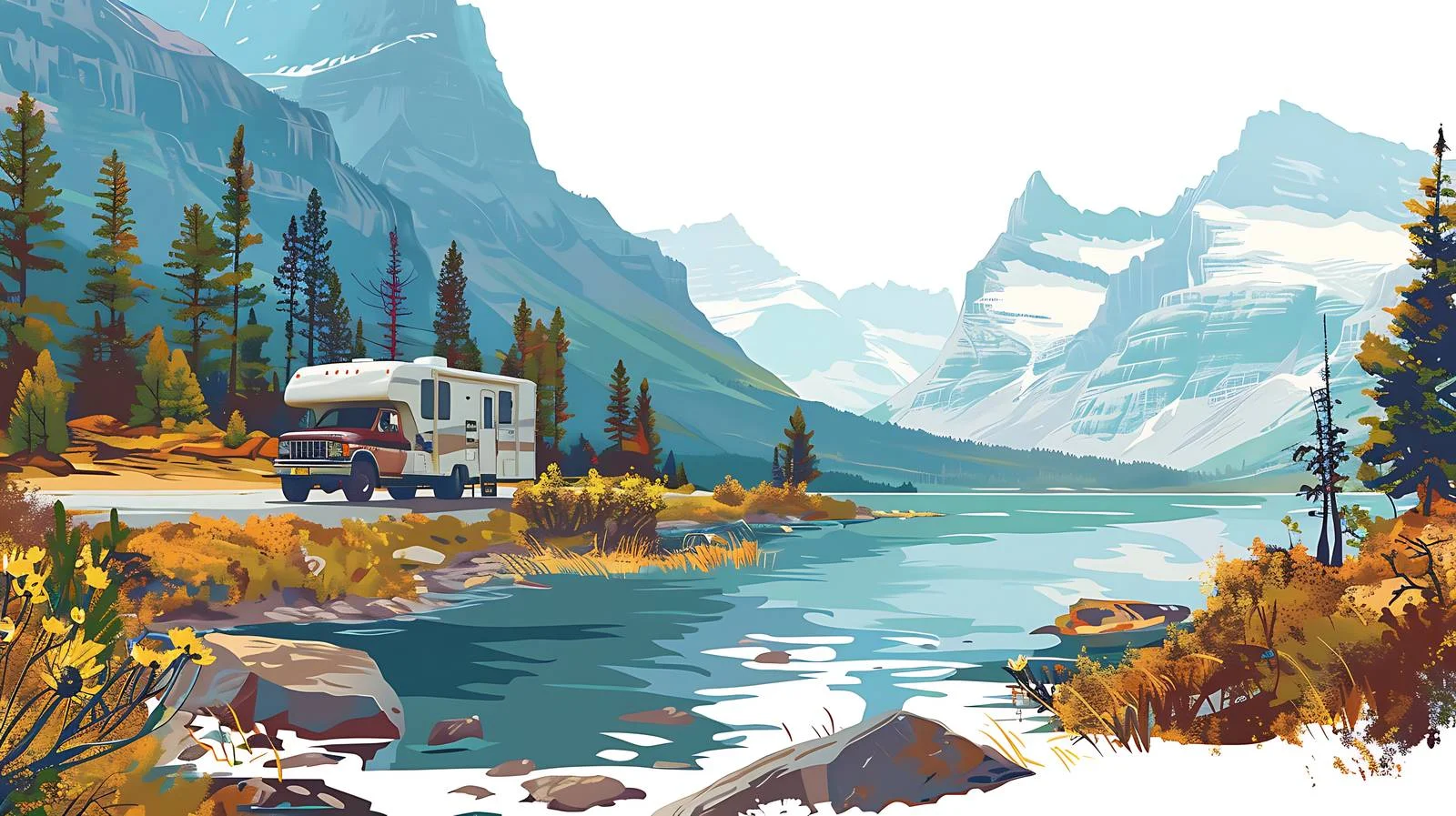 Scenic Camper Journey near St. Mary's Lake — free download from Dotvec
