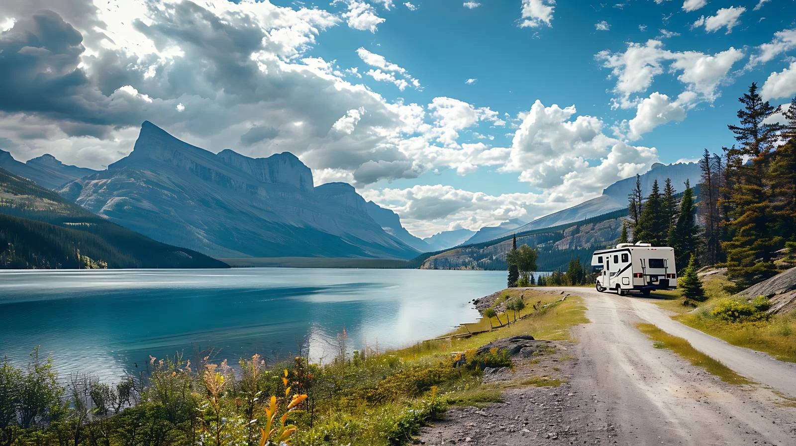 Exploring St. Mary's Lake and Mountainous Terrain — free download from Dotvec