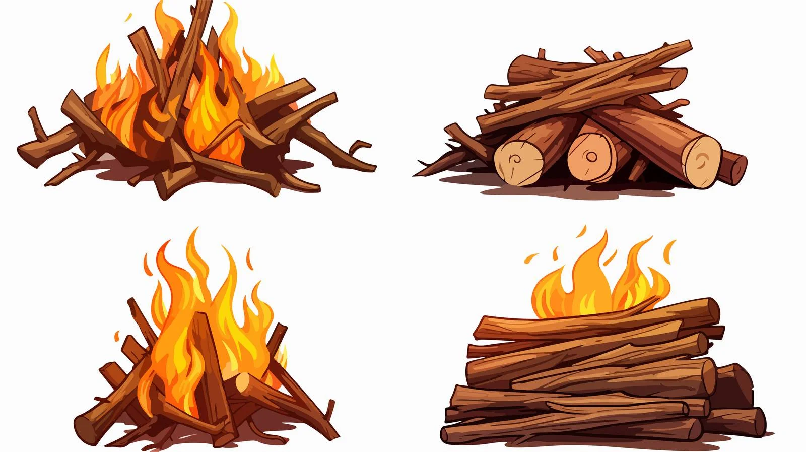 Fir Tree Branch Bonfire Camping Scene — free download from Dotvec