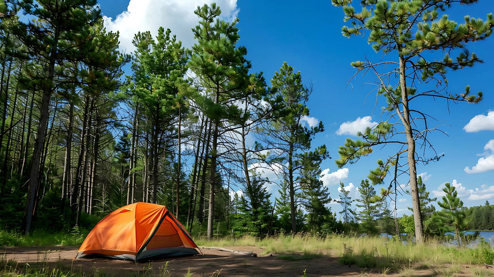Tranquil Campsite beneath Towering Pines — free download from Dotvec