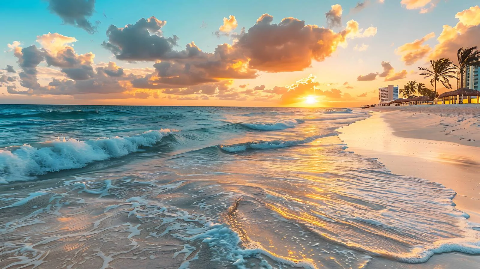 Tranquil Cancun Sunrise on White Background — free download from Dotvec