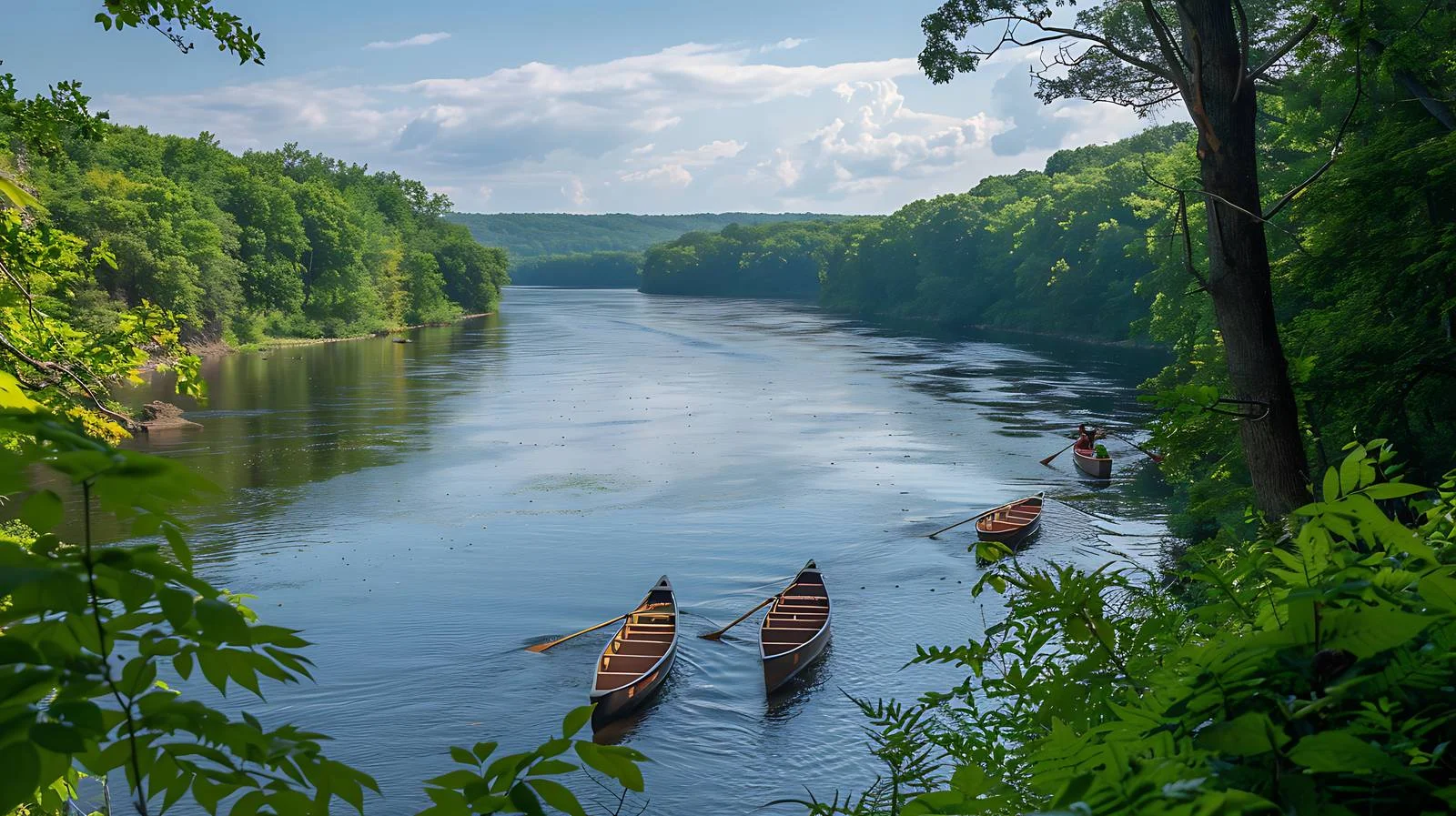 Scenic River Overlook with Canoes — free download from Dotvec