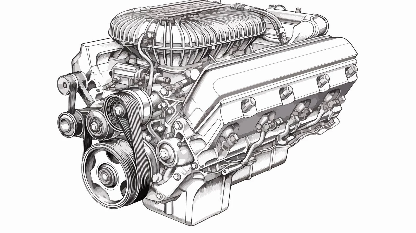 Hand-Drawn Car Engine Sketch for Engineers — free download from Dotvec