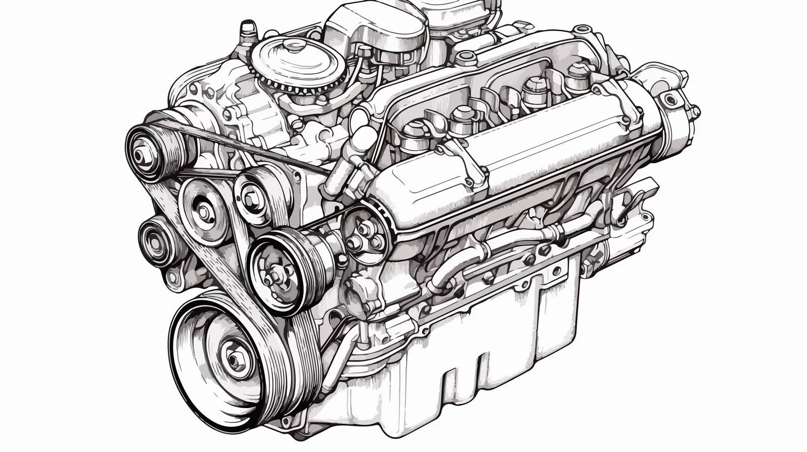Hand-Drawn Car Engine Sketch — free download from Dotvec