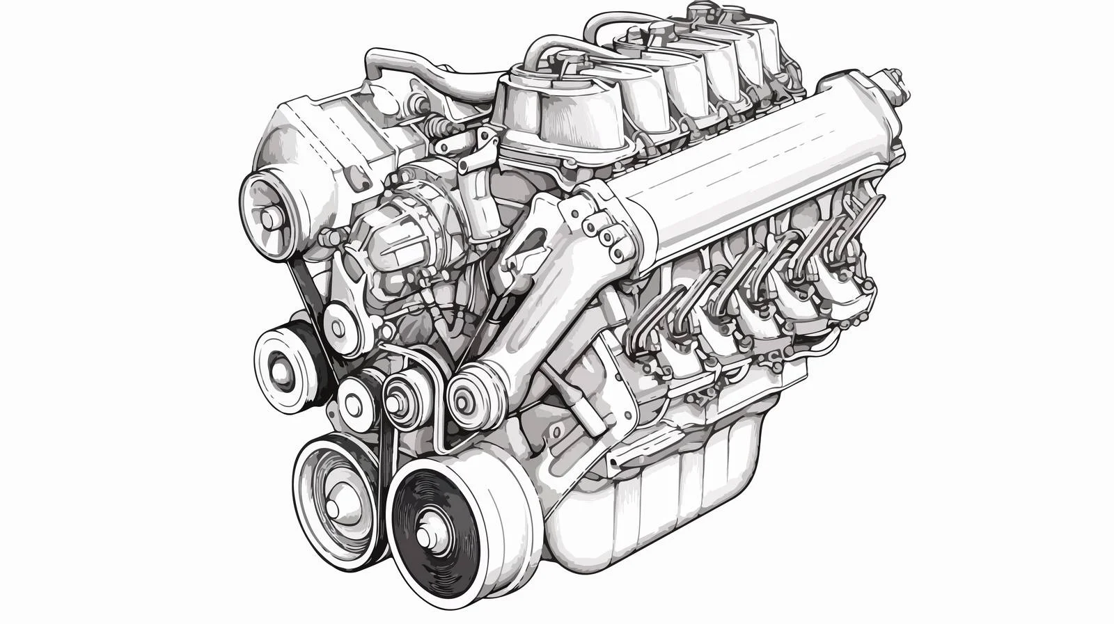 Hand-Drawn Car Engine Sketch — free download from Dotvec