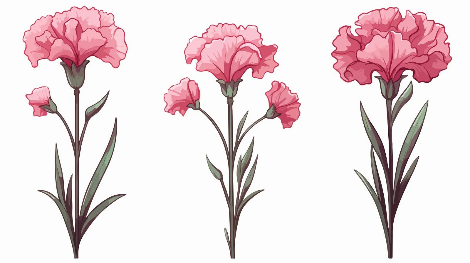 Hand-drawn Carnation Set Comic Sketch — free download from Dotvec