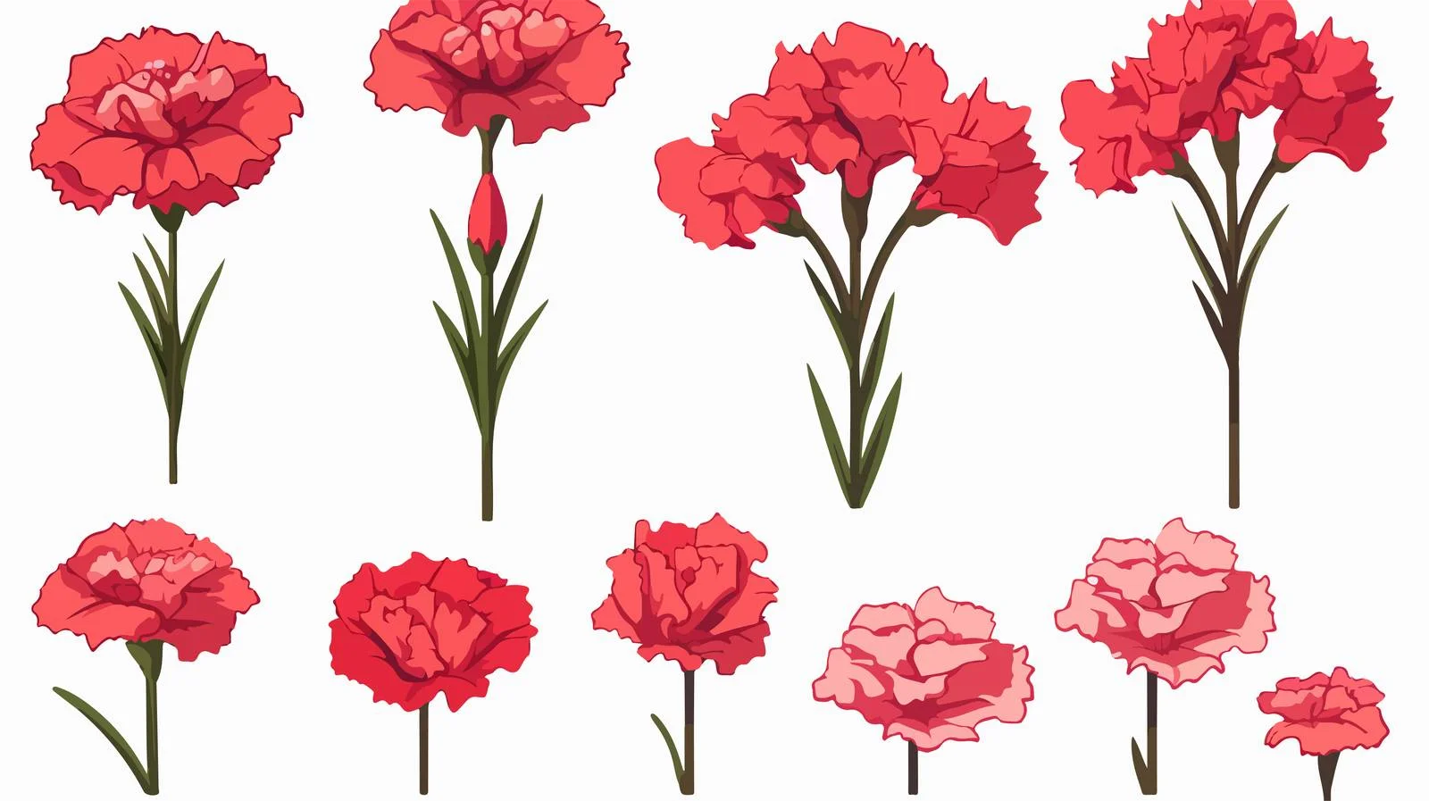 Comic Style Carnation Sketch Set — free download from Dotvec