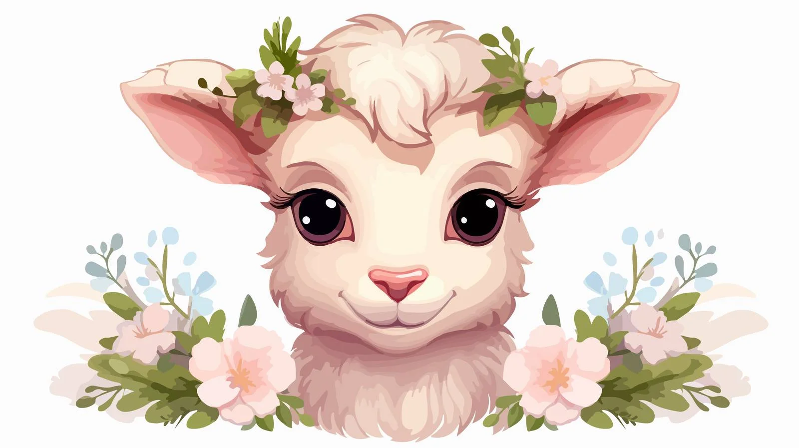 Adorable Baby Goat Florals Cartoon Illustration — free download from Dotvec