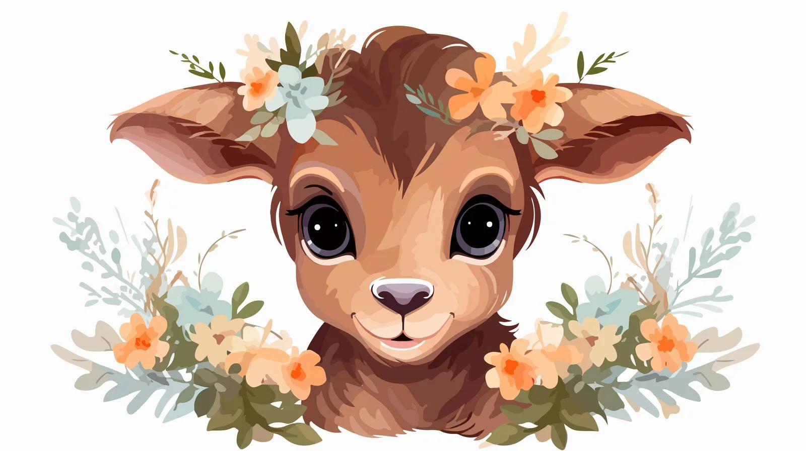 Adorable Baby Goat with Floral Crown — free download from Dotvec
