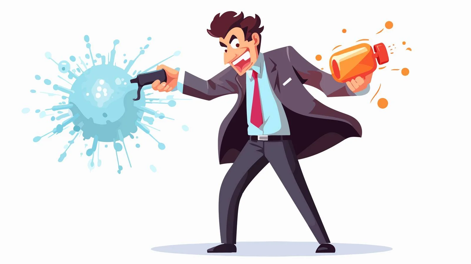 Disinfecting Cartoon Doctor Fighting Coronavirus — free download from Dotvec