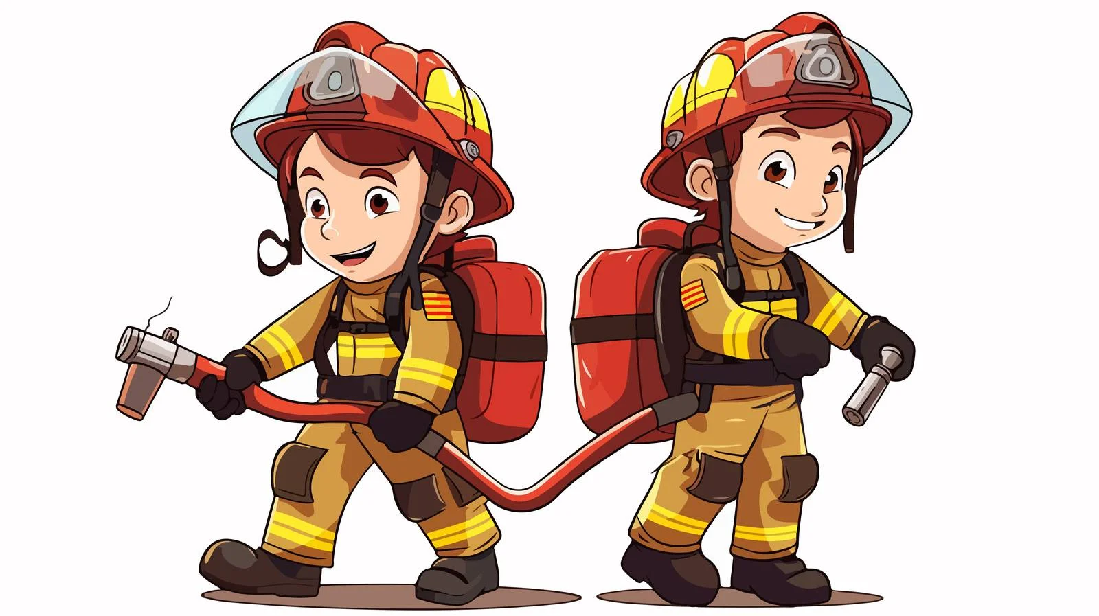 Cartoon Firefighters Extinguishing Fire — free download from Dotvec